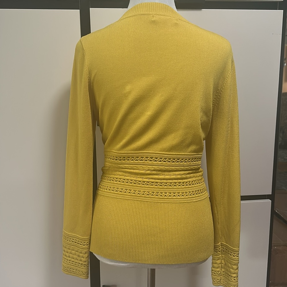 Catherine Malandrino dark yellow Cardigan Sweater Lg - Picture 8 of 12